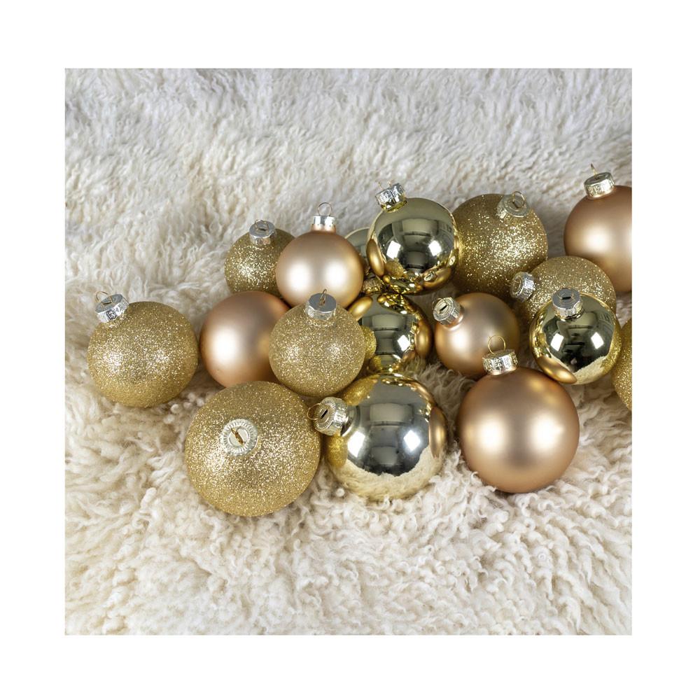 FS-STAR Weihnachtskugel 42er Set Glas Gold  