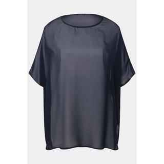 Ulla Popken  Blusa di chiffon dal taglio oversize con scollo rotondo e mezze maniche 