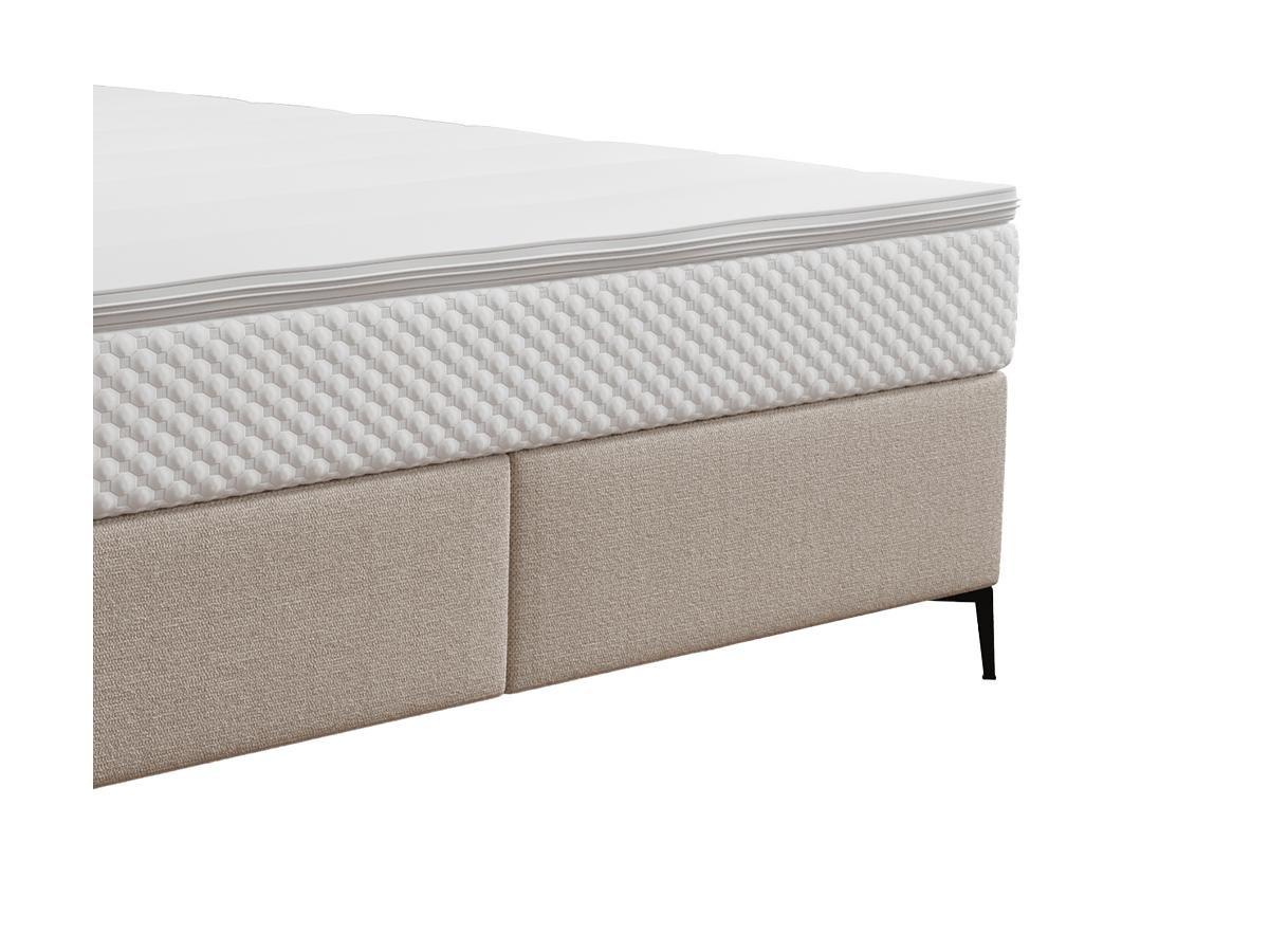 Ysmée Boxspringbett komplett mit Bett-Kopfteil gesteppt + Lattenrost + Matratze + Topper - 180 x 200 cm - Stoff - Beige - INAO von YSMÉE  