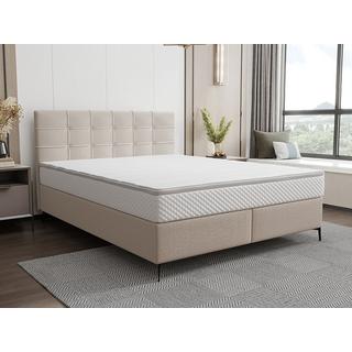 Ysmée Set completo boxspring testata trapuntata+Rete a doghe+Mater.+topper 180x200cm Tessuto Beige - INAO di YSMÉE  