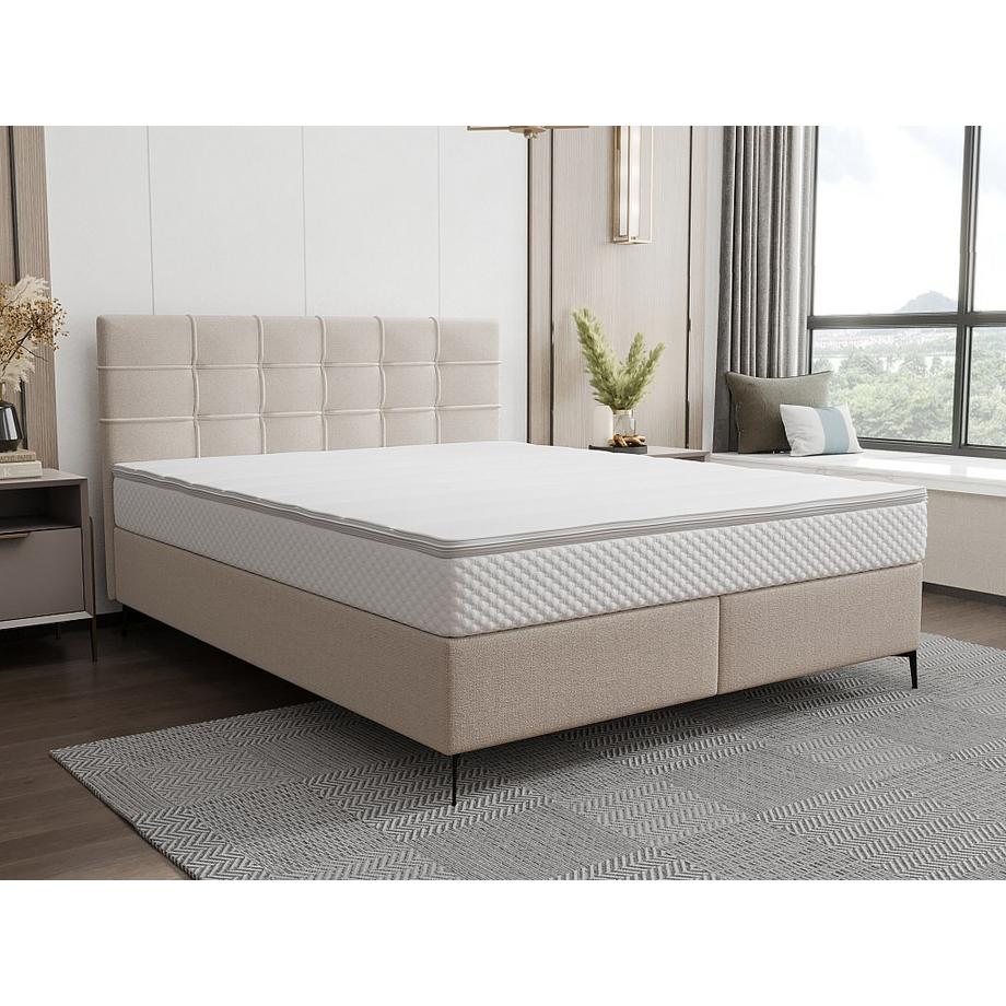 Ysmée Set completo boxspring testata trapuntata+Rete a doghe+Mater.+topper 180x200cm Tessuto Beige - INAO di YSMÉE  