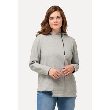 Maglia di cotone biologico con cappuccio, zip e maniche lunghe