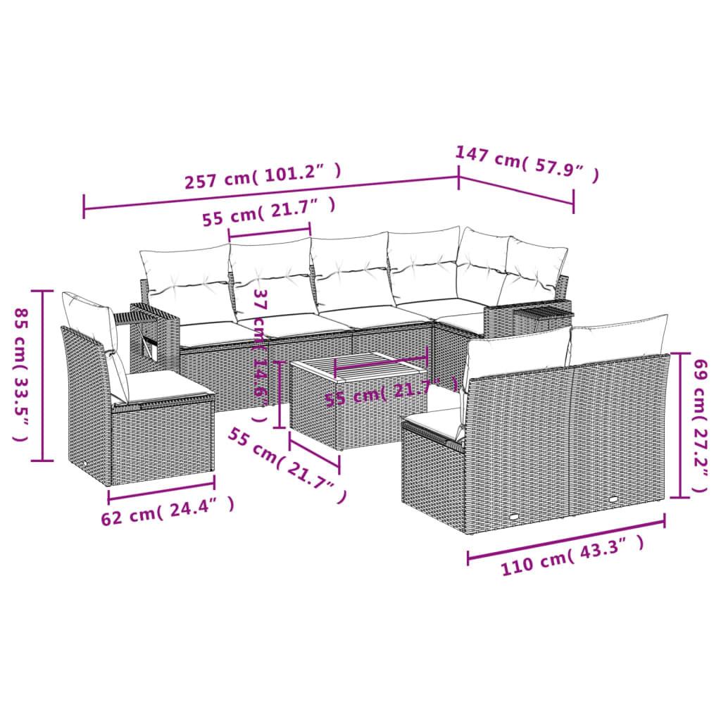 VidaXL Ensemble de canapés de jardin rotin synthétique  