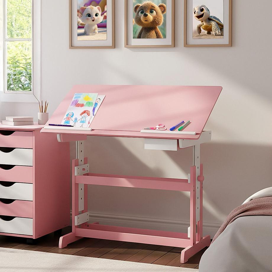 Tectake Bureau réglable en hauteur et inclinable  en bois  
