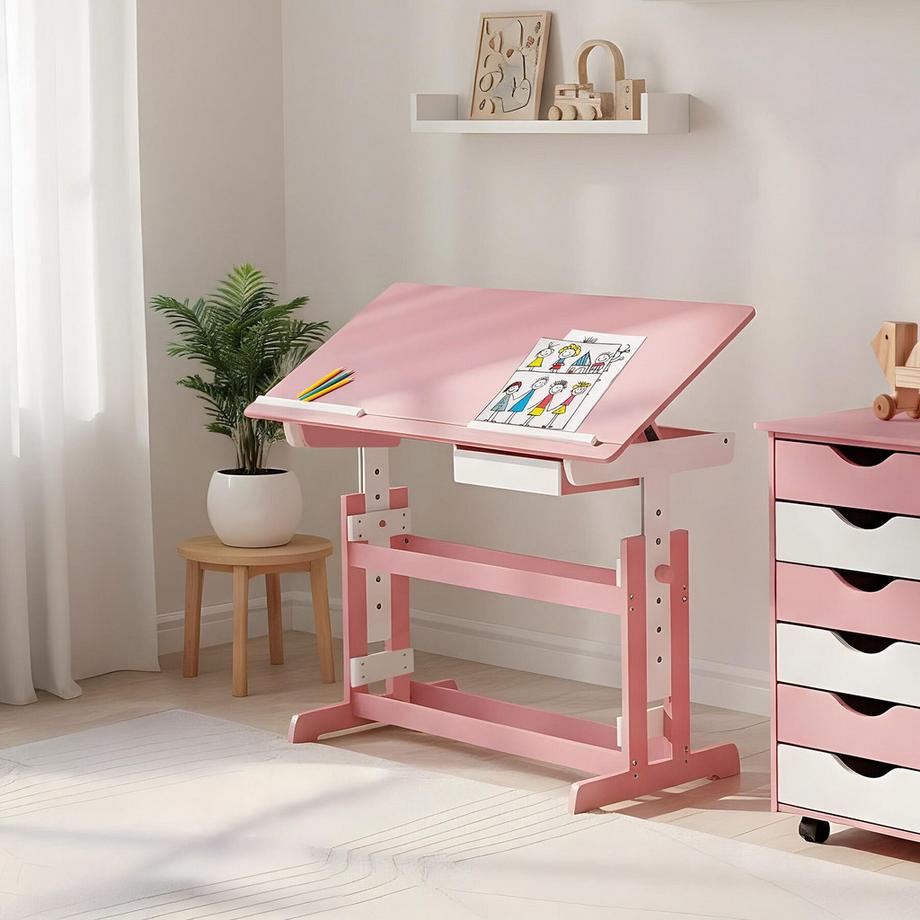 Tectake Bureau réglable en hauteur et inclinable  en bois  