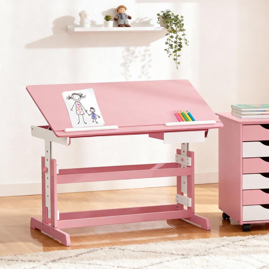 Tectake Bureau réglable en hauteur et inclinable  en bois  