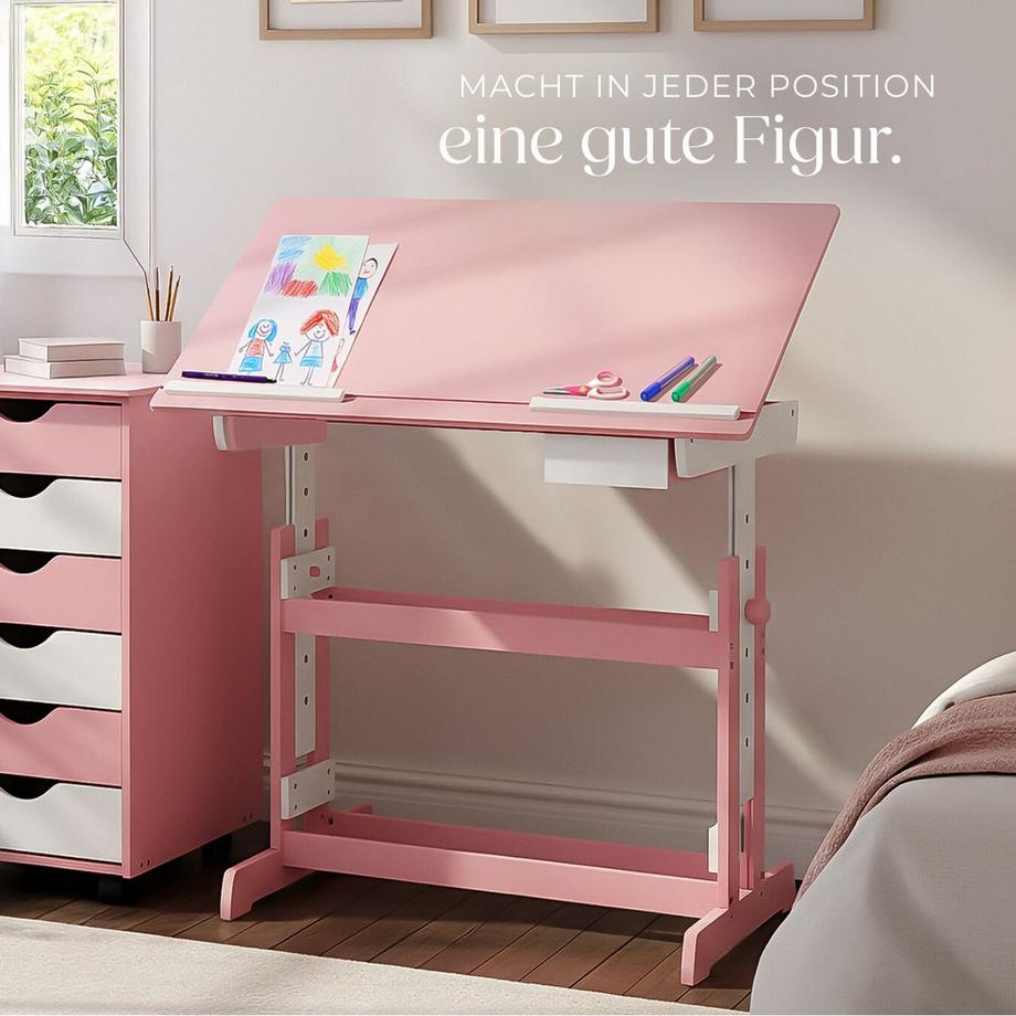 Tectake Bureau réglable en hauteur et inclinable  en bois  