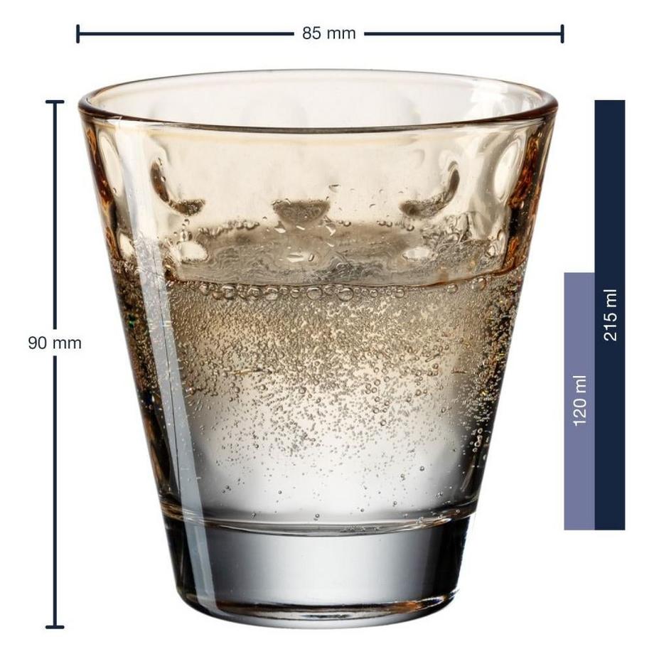 LEONARDO Trinkglas Optic Pastell (215 ml, 6 Stück, Orange)  