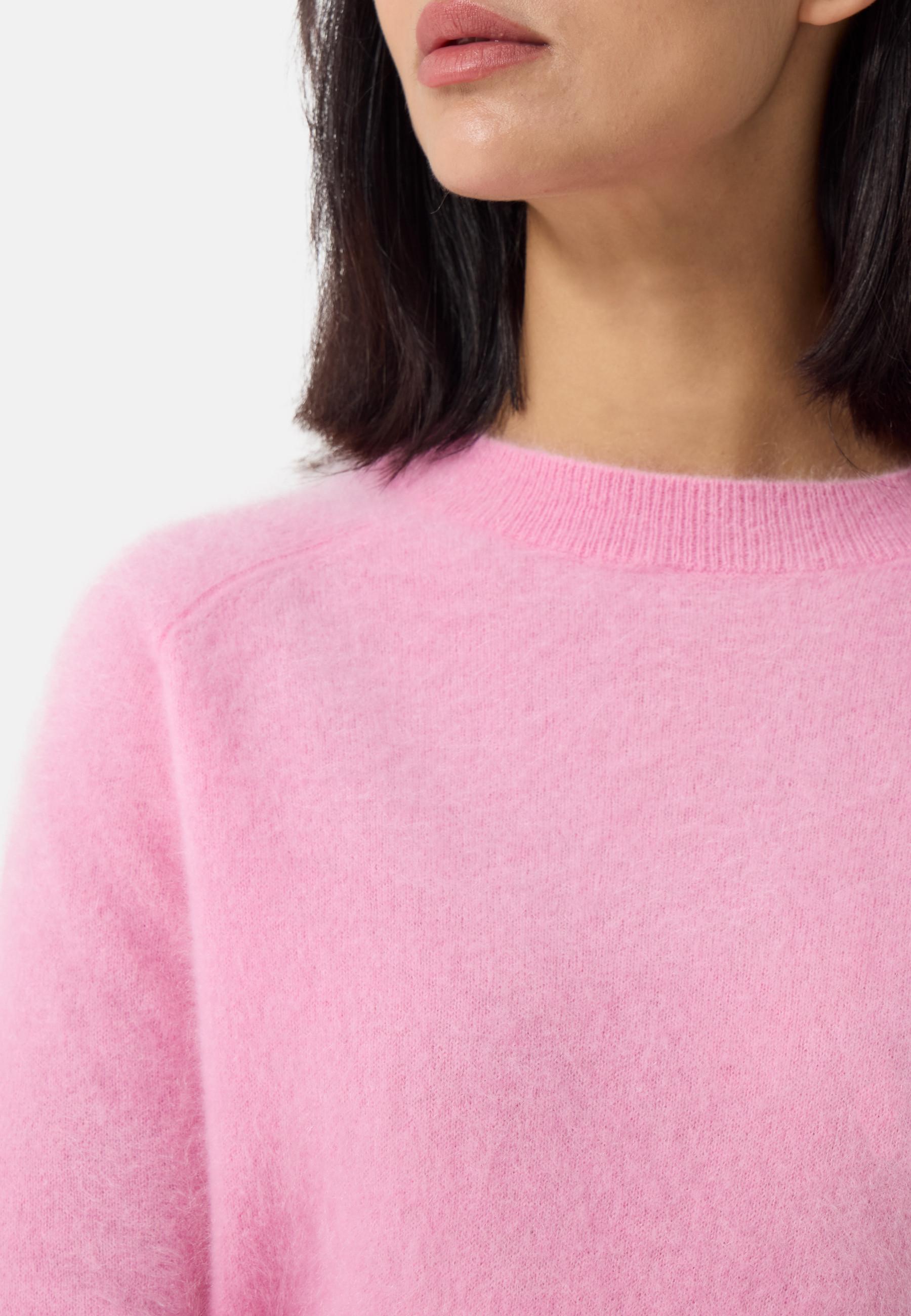 CASH-MERE.CH  Brushed Kaschmir Rundhals Pullover mit Seitenschlitzen 