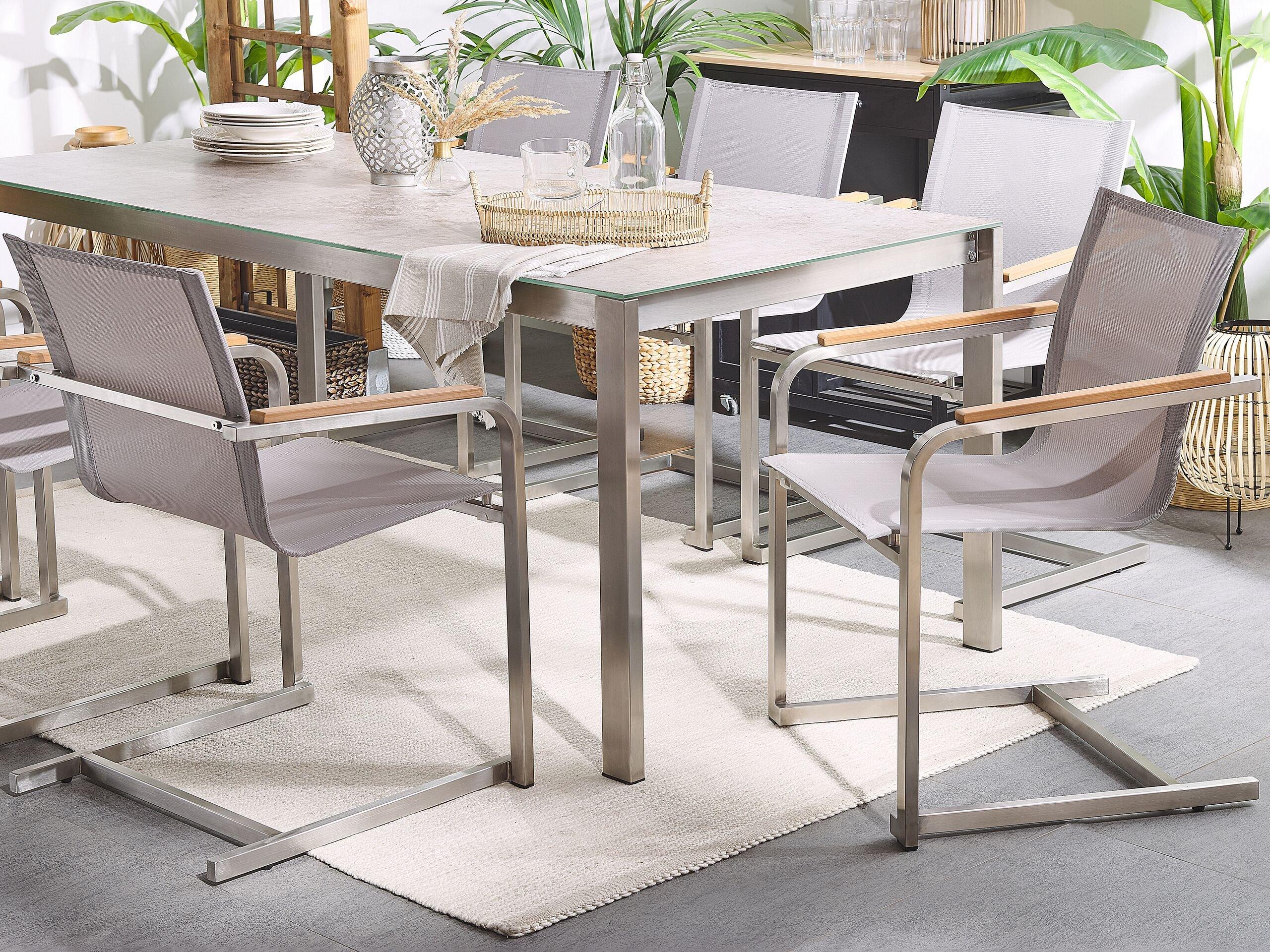 Beliani Lot de 2 chaises de jardin en Acier inox Moderne COSOLETO  