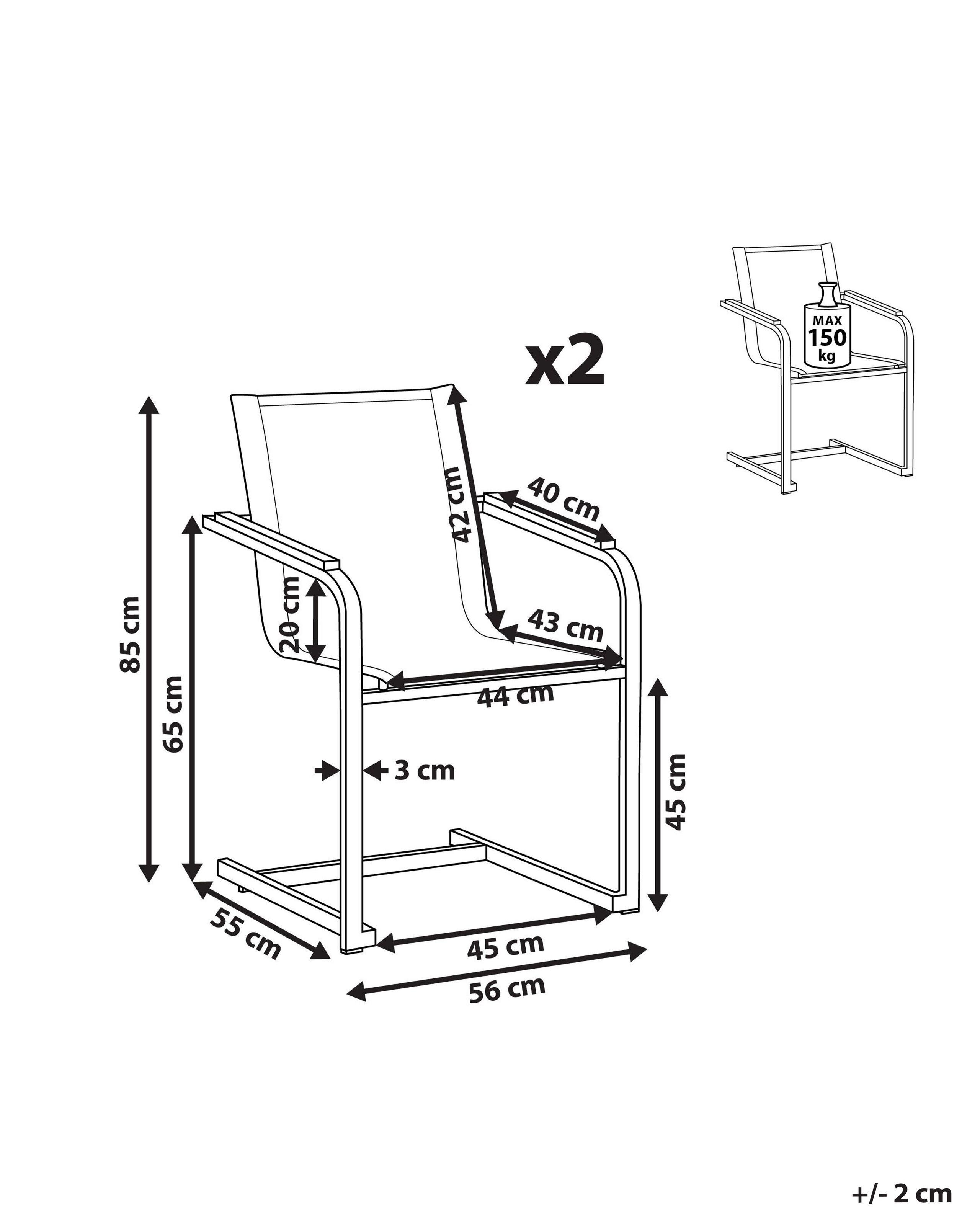 Beliani Lot de 2 chaises de jardin en Acier inox Moderne COSOLETO  