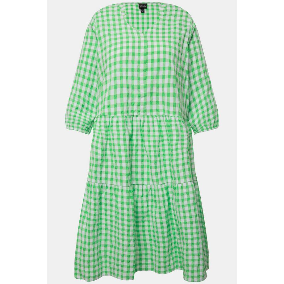 Ulla Popken Tunika Midikleid Bubble Qualität V-Ausschnitt 3/4 Arm  