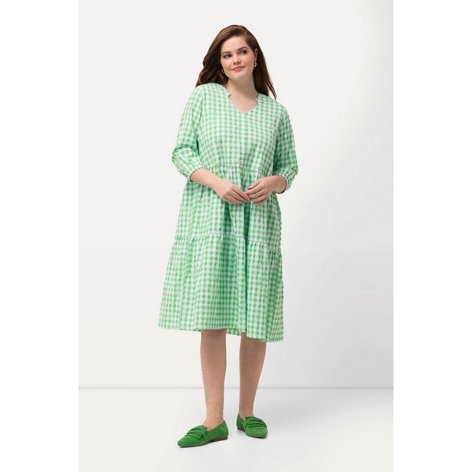 Ulla Popken Tunika Midikleid Bubble Qualität V-Ausschnitt 3/4 Arm  