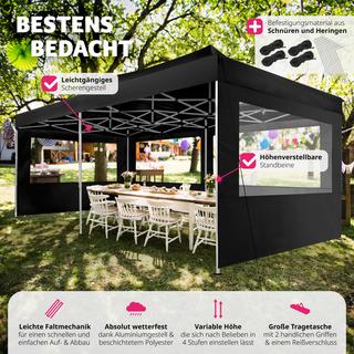 Tectake Gazebo pieghevole Viola 3x6 m con 4 elementi laterali  