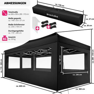 Tectake Tonnelle pliable 3x6 m avec 4 parois  