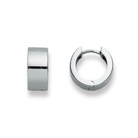 MUAU Schmuck  Scharnier-Creolen Weissgold 750, 13mm 