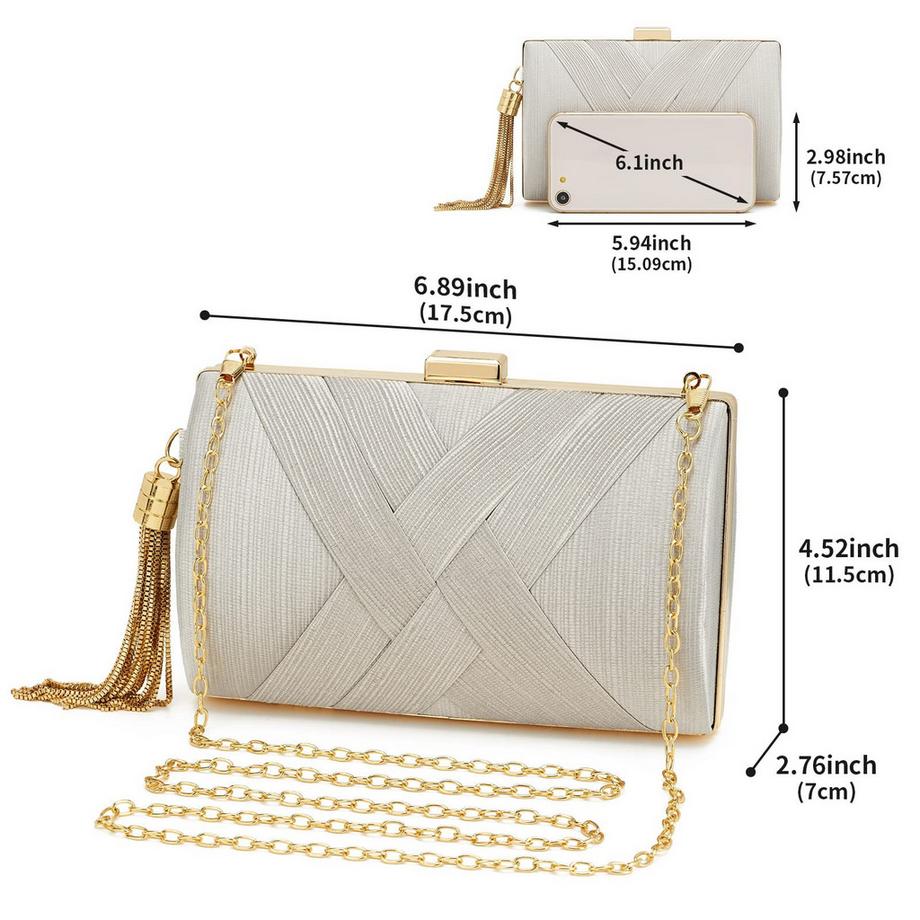 Only-bags.store Borsa Clutch Elegante Frange Catena  