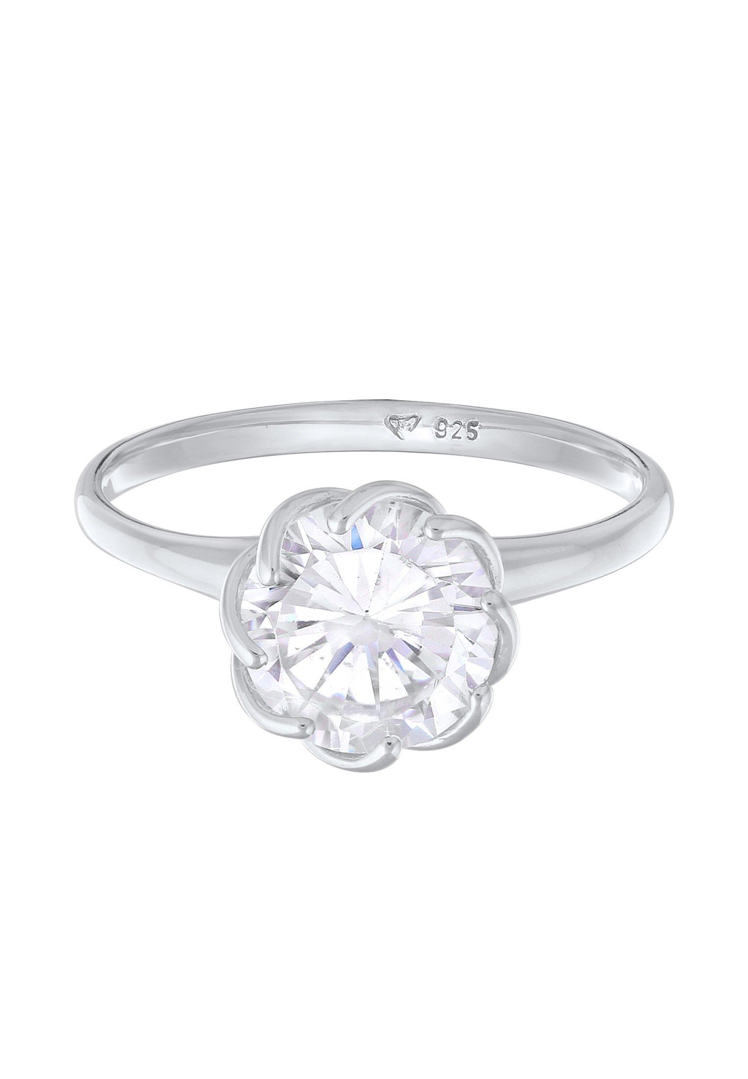 Elli  Bague Femmes Bague De Fiançailles Solitaire Fleur Avec Zirconia 