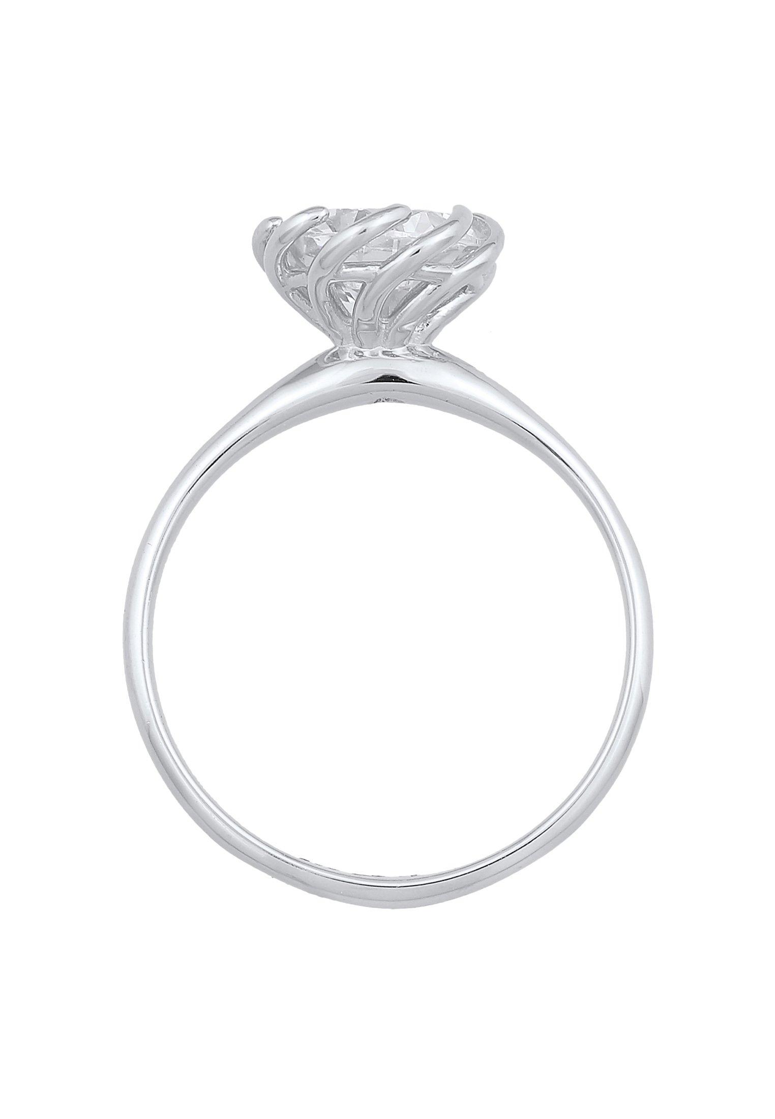 Elli  Bague Femmes Bague De Fiançailles Solitaire Fleur Avec Zirconia 