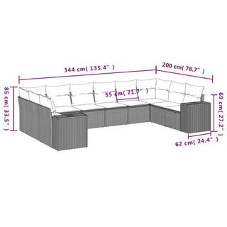 VidaXL set divano da giardino Polirattan  