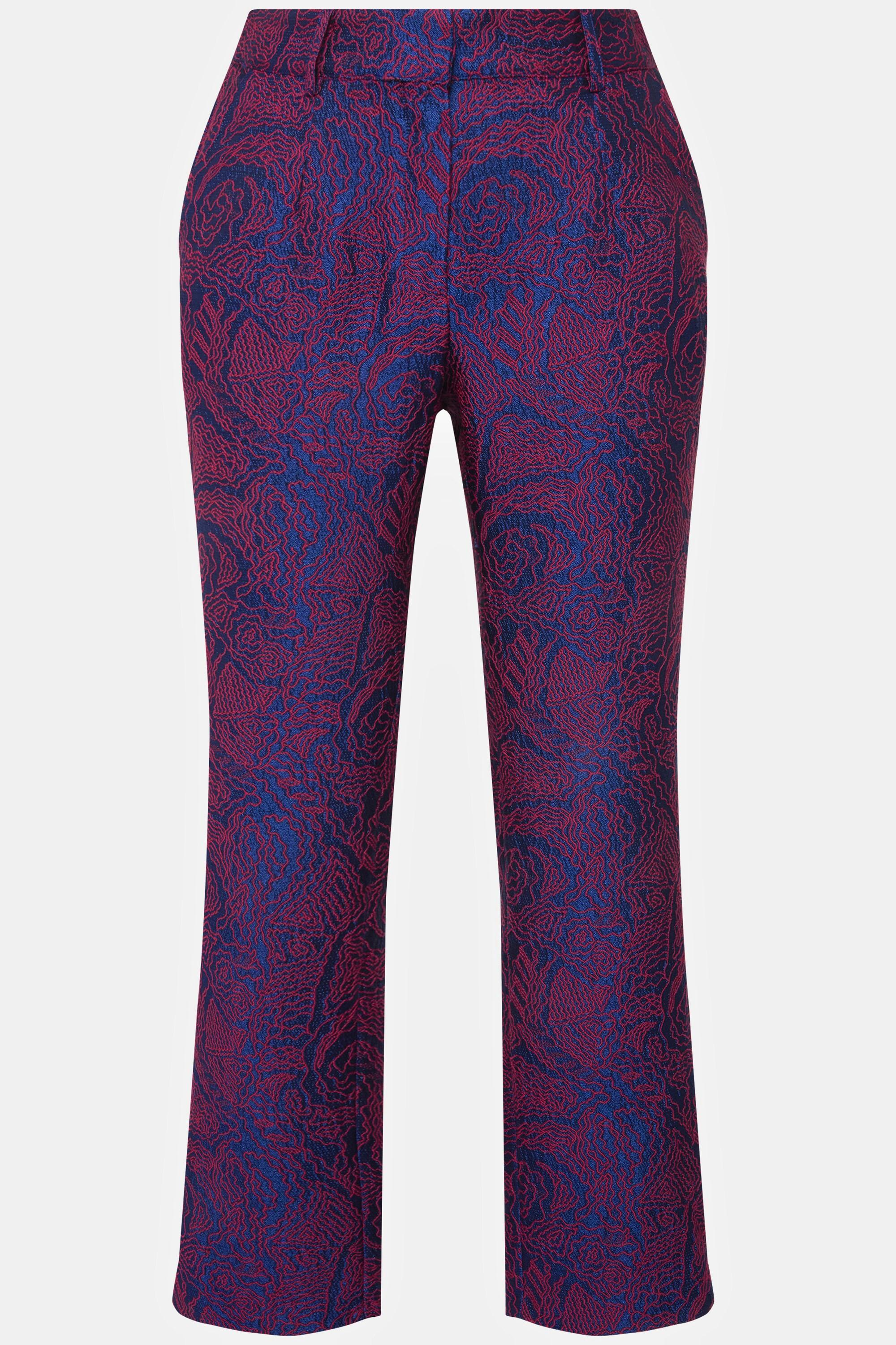 Ulla Popken  Pantalon Sophie, motif jacquard à fleurs. Jambe étroite et taille élastique. 