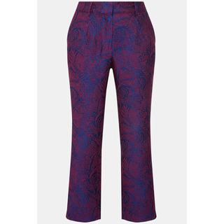 Ulla Popken  Pantalon Sophie, motif jacquard à fleurs. Jambe étroite et taille élastique. 