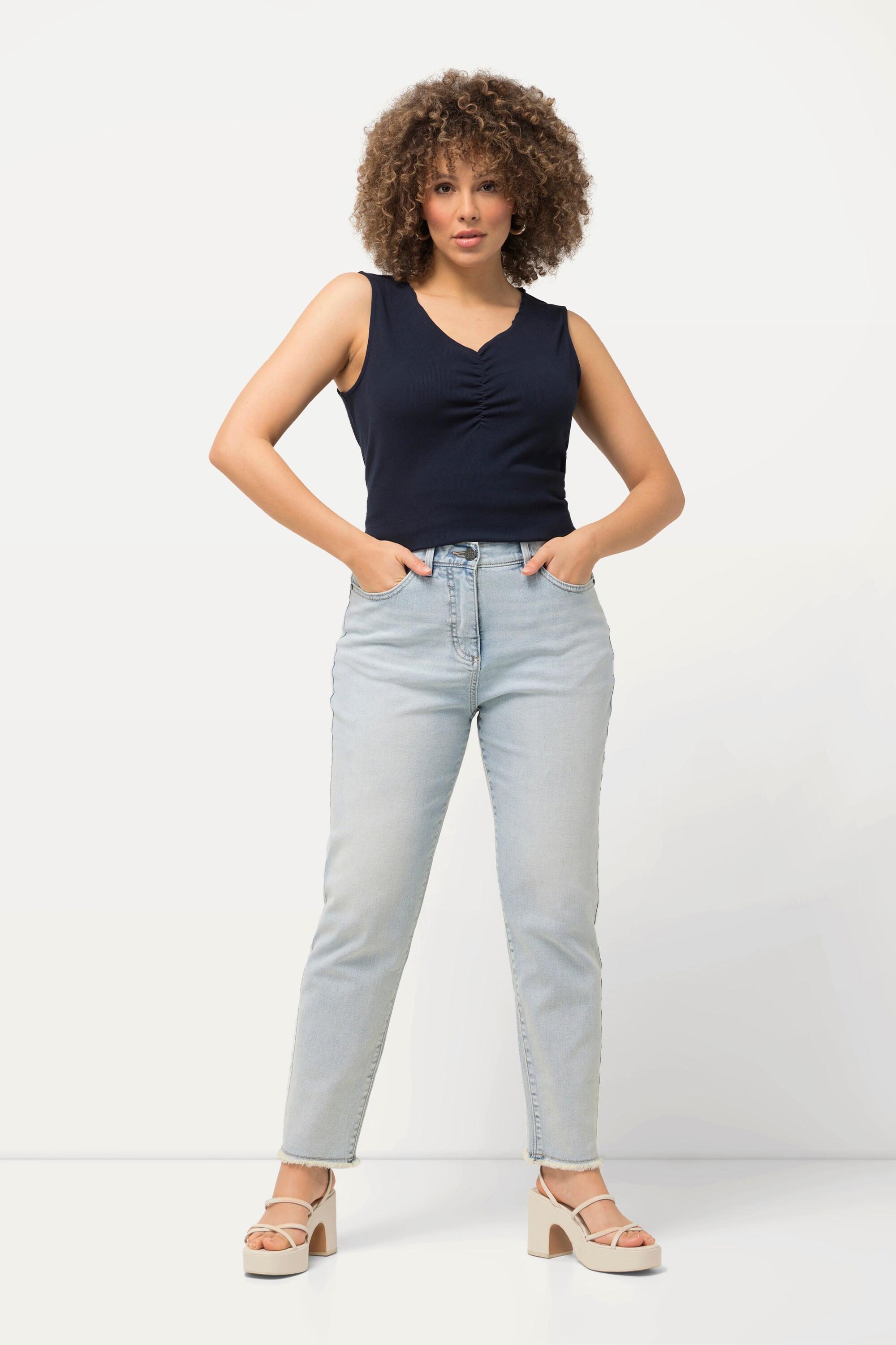 Ulla Popken  Mom jeans in comodo tessuto elasticizzato con taglio a cinque tasche 