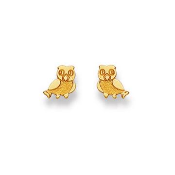 Clous d'oreilles hibou or jaune 750, 7mm