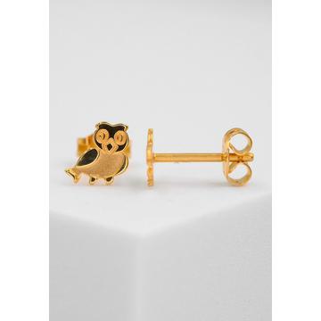 Clous d'oreilles hibou or jaune 750, 7mm