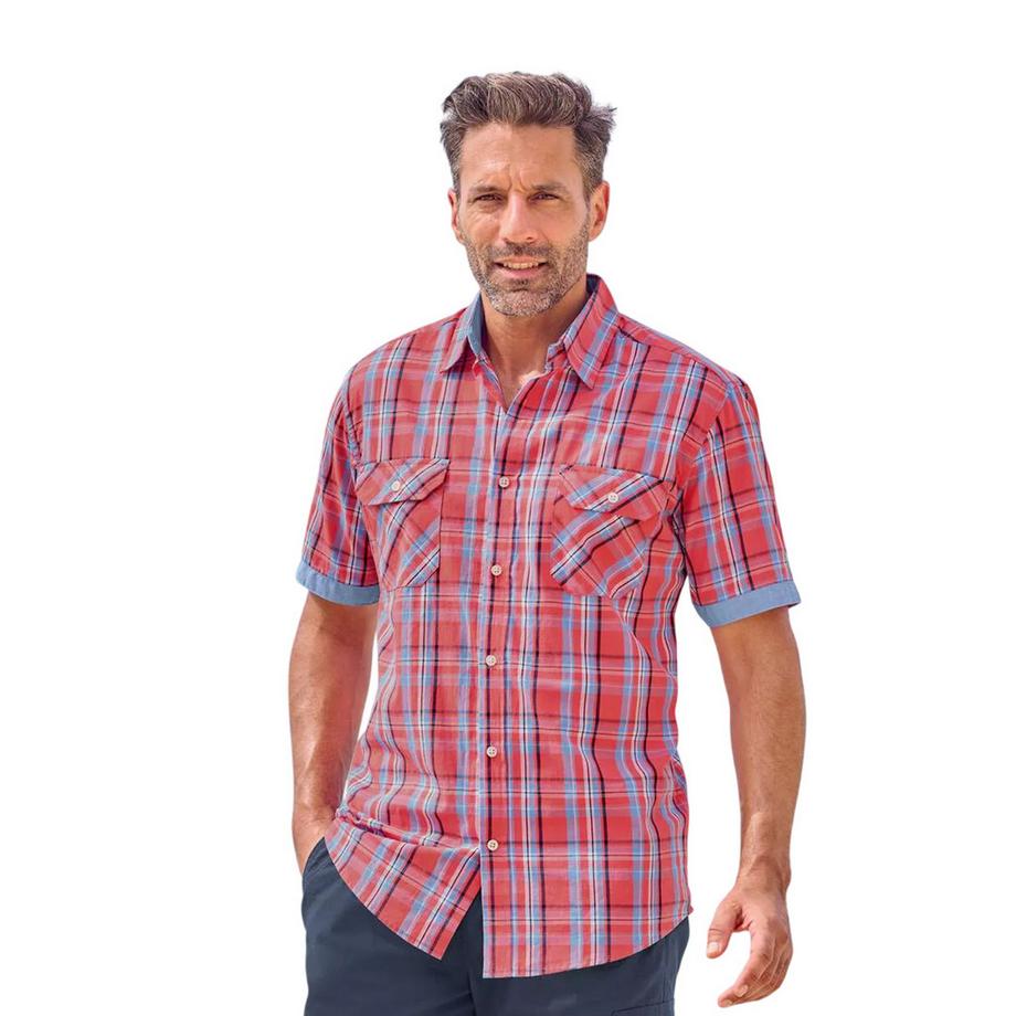 Atlas For Men Camicia a Quadri Maniche Corte  
