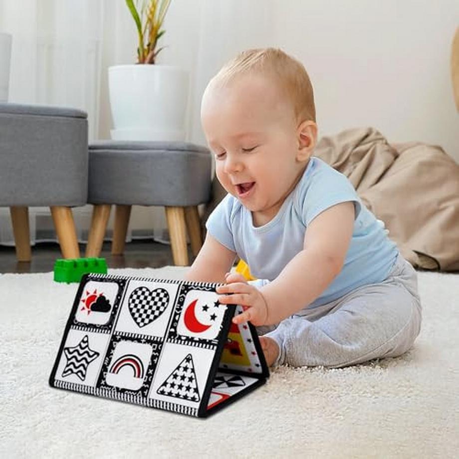 Activity-board  Jouet miroir pour enfants avec motif contrasté, jouet d'apprentissage pour bébé avec livre en tissu 