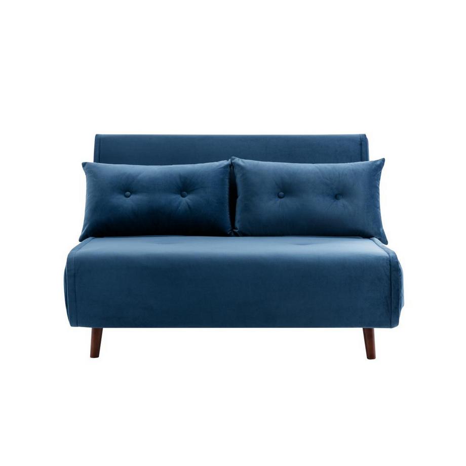 Vente-unique Sofa 2-Sitzer mit Schlaffunktion - Samt - Dunkelblau - URIBIA  