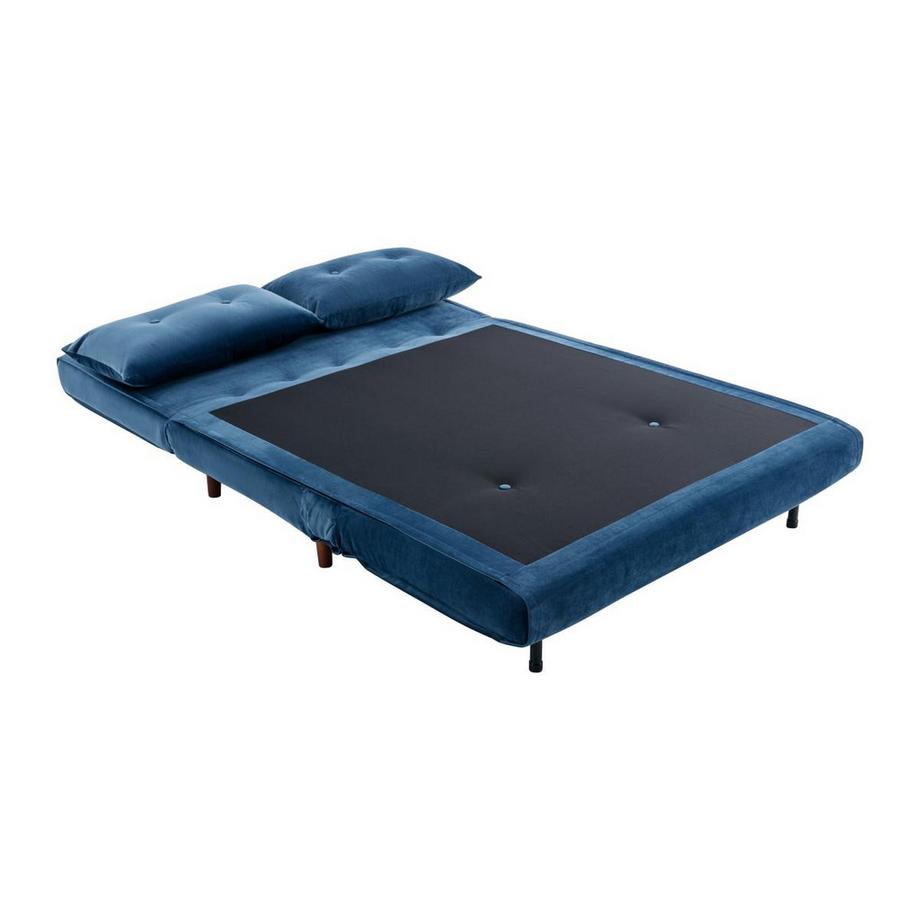 Vente-unique Sofa 2-Sitzer mit Schlaffunktion - Samt - Dunkelblau - URIBIA  