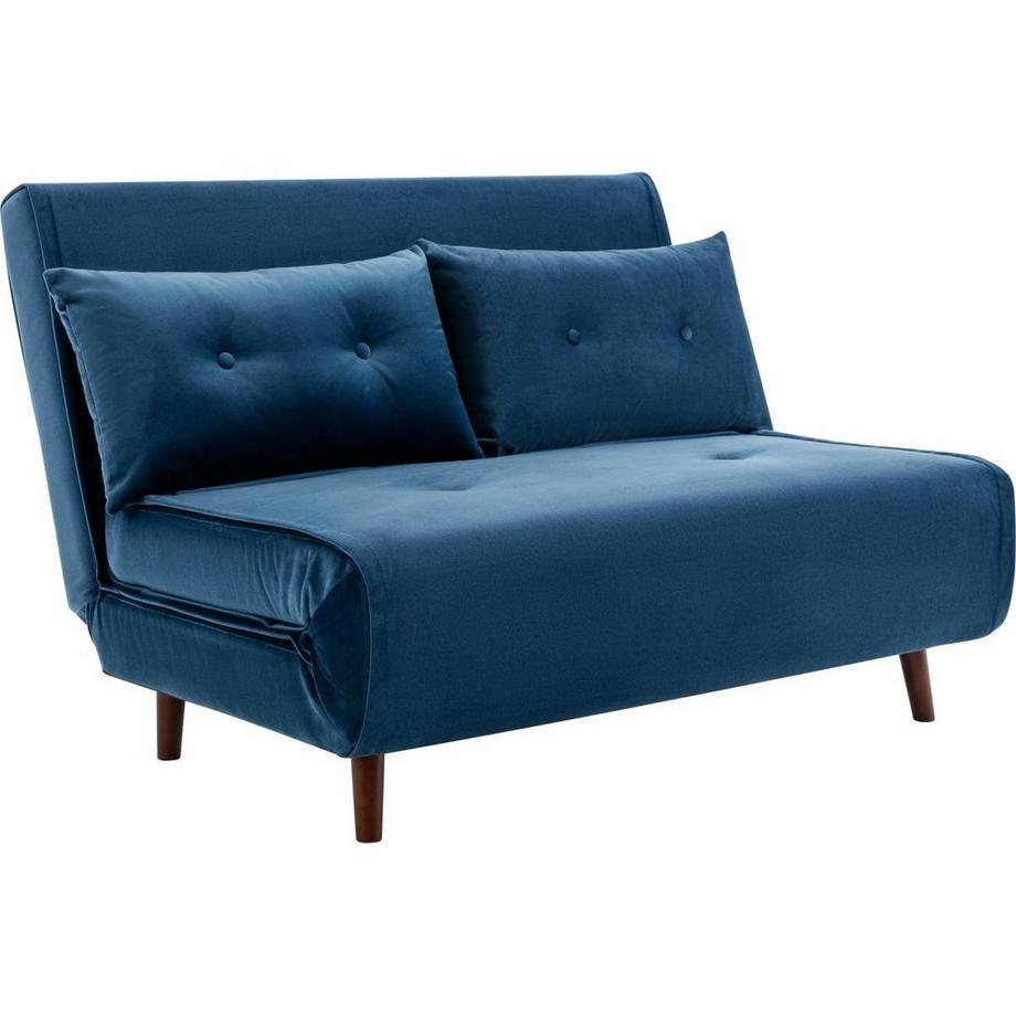 Vente-unique Sofa 2-Sitzer mit Schlaffunktion - Samt - Dunkelblau - URIBIA  