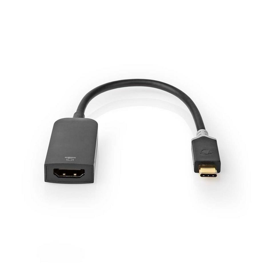 Nedis  Adattatore USB-C™ | USB 3.2 Gen 1 | USB-C™ Maschio | HDMI™ Femmina | 4K@60Hz | 0,20 m | Rotondo | Placcato oro | PVC | Antracite | Scatola a finestra con serratura Euro 