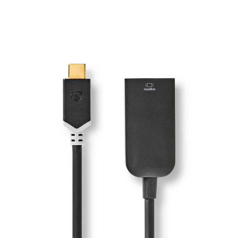 Nedis  Adattatore USB-C™ | USB 3.2 Gen 1 | USB-C™ Maschio | HDMI™ Femmina | 4K@60Hz | 0,20 m | Rotondo | Placcato oro | PVC | Antracite | Scatola a finestra con serratura Euro 