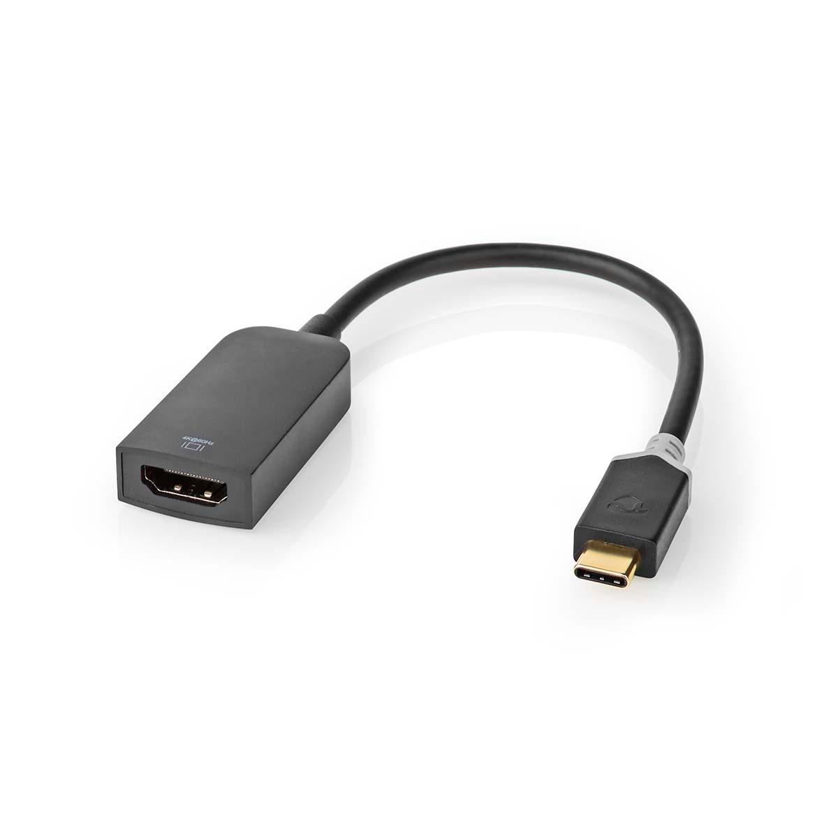 Nedis  Adaptateur USB-C™ | USB 3.2 Gen 1 | USB-C™ mâle | HDMI™ femelle | 4K@60Hz | 0,20 m | Rond | Plaqué or | PVC | Anthracite | Boîte à fenêtre avec serrure Euro 