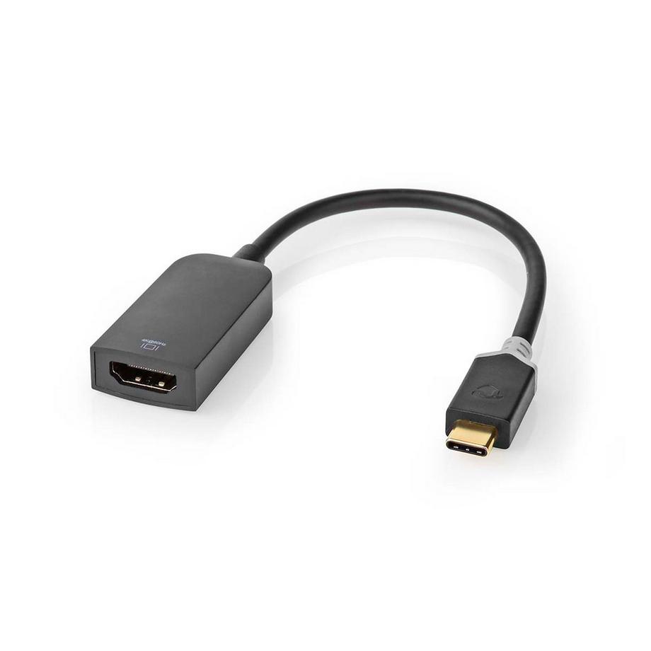 Nedis  Adattatore USB-C™ | USB 3.2 Gen 1 | USB-C™ Maschio | HDMI™ Femmina | 4K@60Hz | 0,20 m | Rotondo | Placcato oro | PVC | Antracite | Scatola a finestra con serratura Euro 