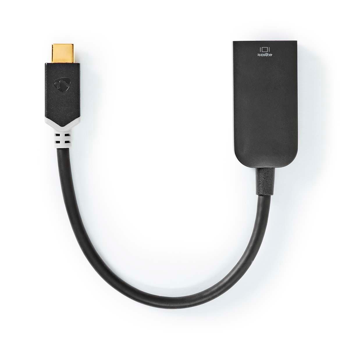 USB-C™ Adapter | USB 3.2 Gen 1 | USB-C™ Stecker | HDMI™ Buchse | 4K@60Hz | 0,20 m | Rund | Vergoldet | PVC | Anthrazit | Fensterbox mit Euroschloss