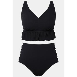 Ulla Popken  Bikini con texture, coppe morbide, ruche e spalline regolabili 