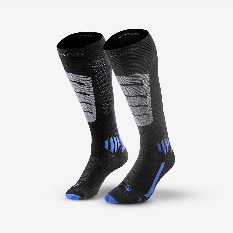 WEDZE  Sehr atmungsaktive Ski-Thermosocken, Merinowolle, Erw., 900 Xsocks Schwarz 