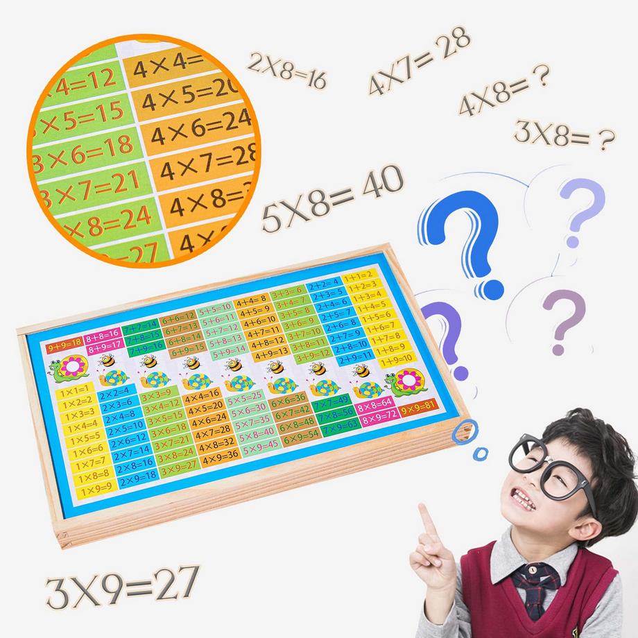 Activity-board  Jouet mathématique, boîte d'apprentissage en bois multifonctionnelle : Apprendre les chiffres avec les bâtonnets d'arithmétique, dessiner, apprendre à connaître l'horloge 