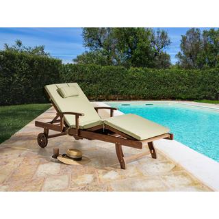 Beliani Sonnenliege mit Kissen aus Akazienholz Klassisch AMANTEA PREMIUM  