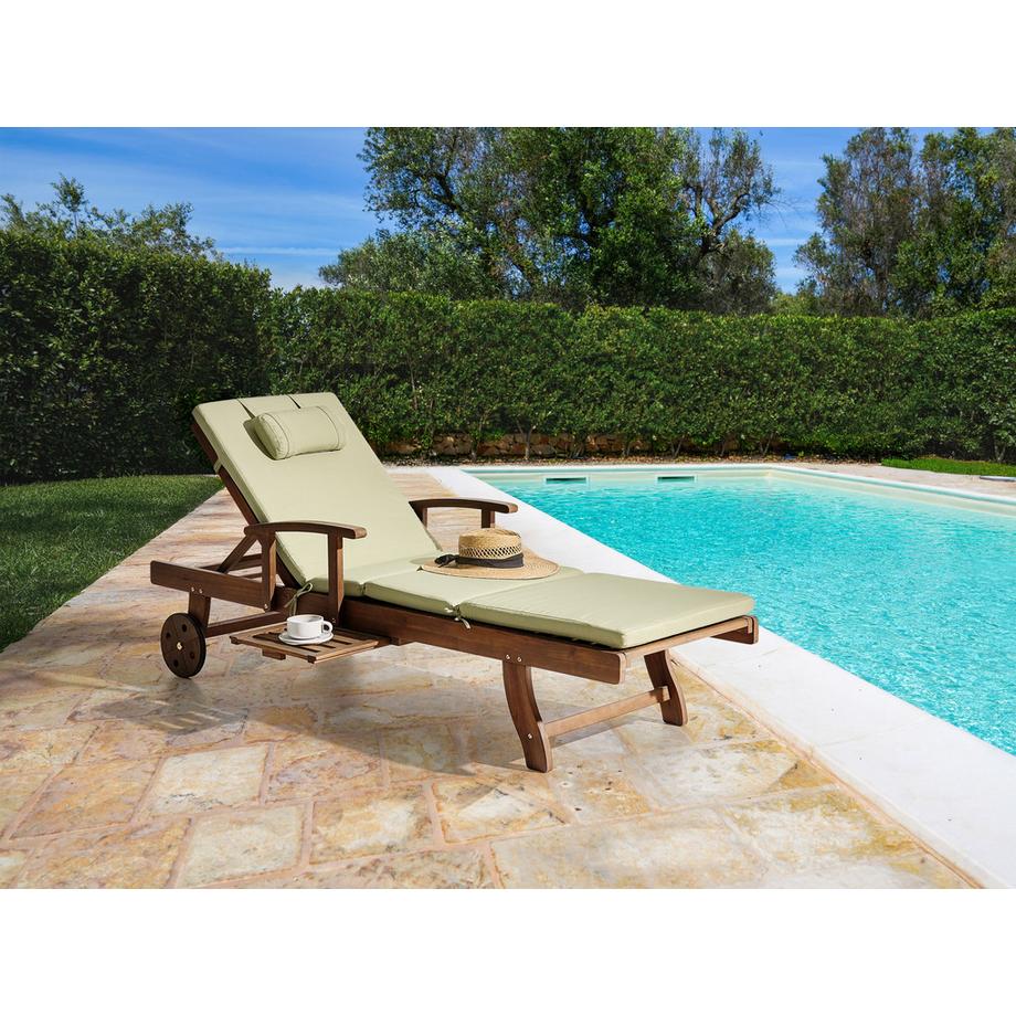 Beliani Sonnenliege mit Kissen aus Akazienholz  AMANTEA PREMIUM  
