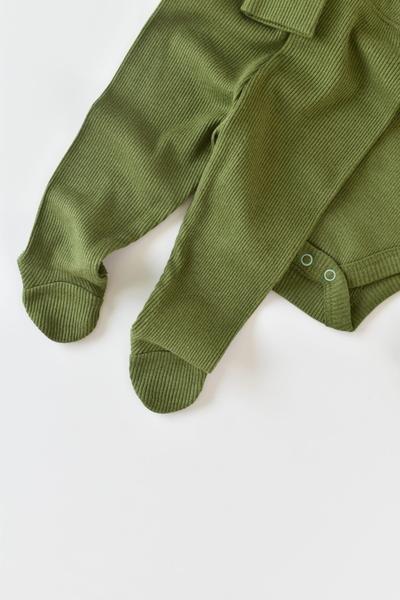 BabyCosy Organic  Set, Strickhose mit Fuß, Body langarm, Mütze 