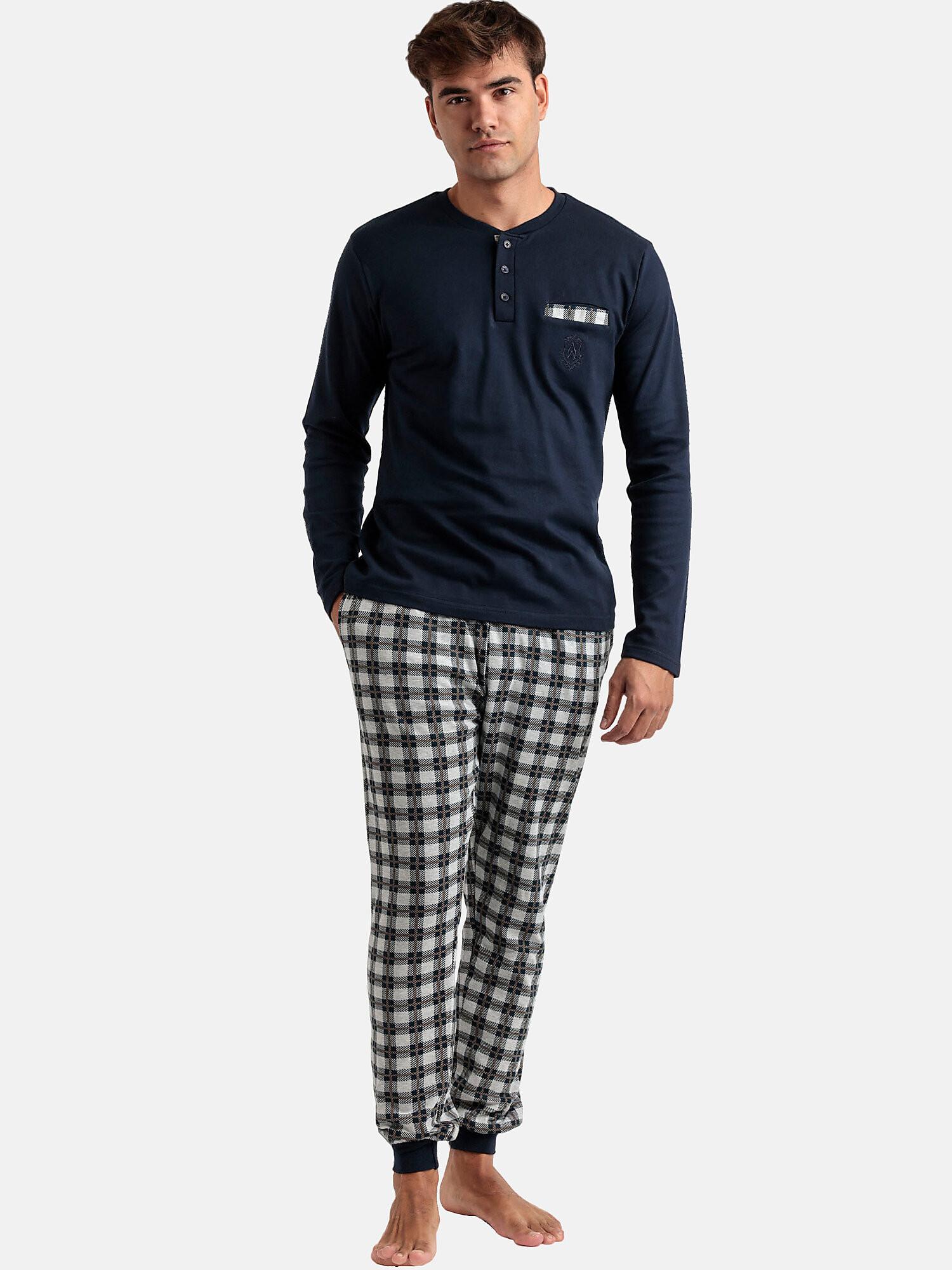 Admas  Pyjama tenue pantalon polo manches longues Classic Checks 