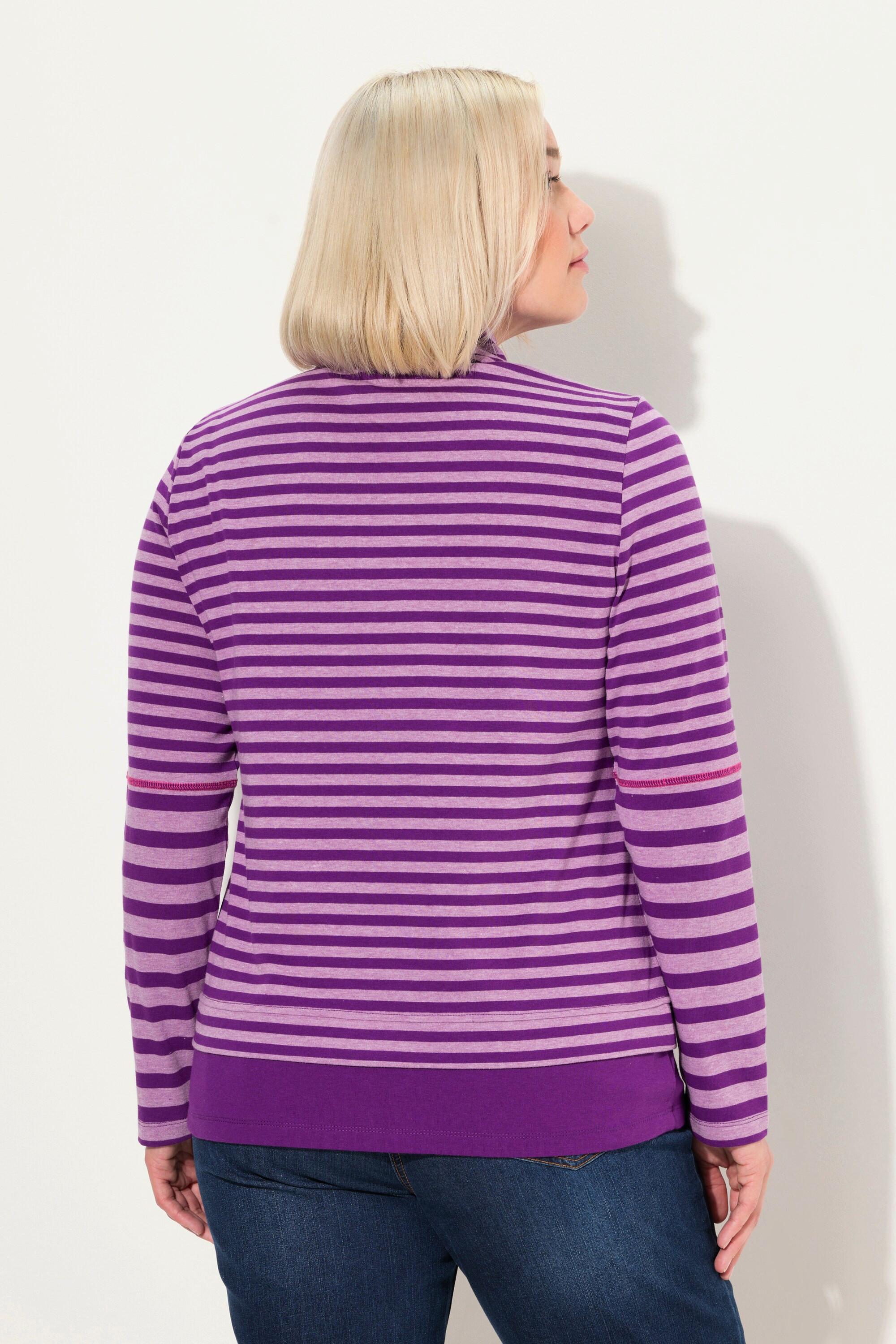 Ulla Popken T-shirt Rayé Manches Longues Col Camionneur Classic Fit  