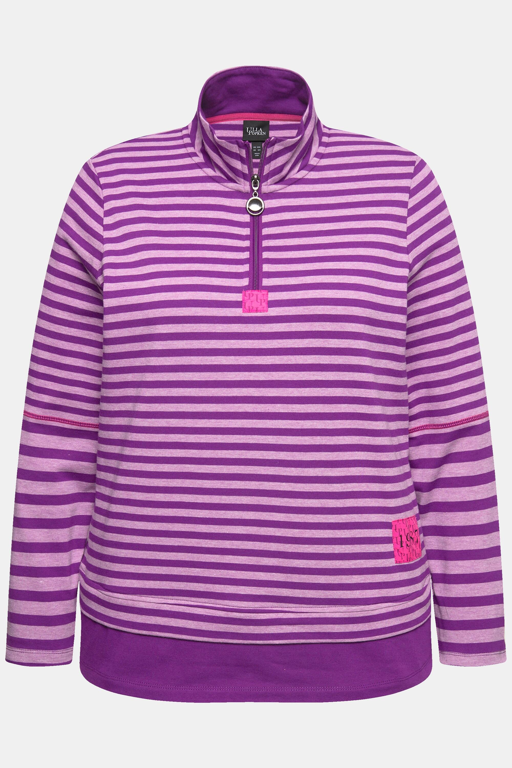 Ulla Popken T-shirt Rayé Manches Longues Col Camionneur Classic Fit  