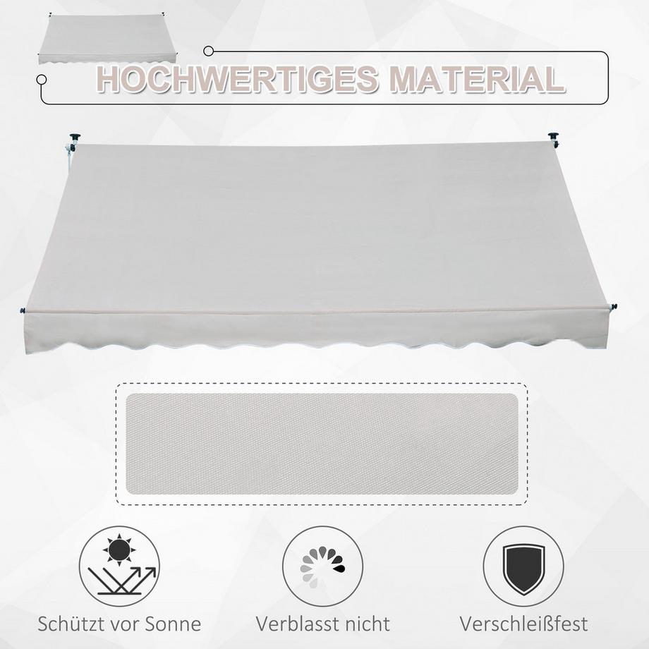 Northio Auvent Bras Pliant Pince Auvent Auvent Hauteur Réglable Protection Solaire Bras Pliant Manivelle Balcon Aluminium Beige 300 X 150 Cm  