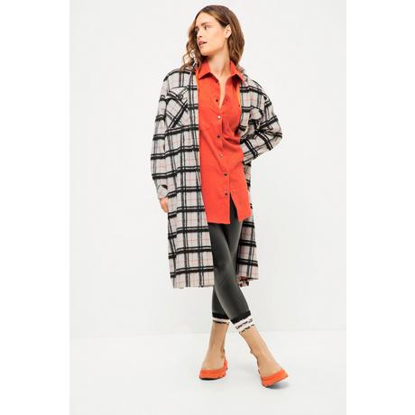 Studio Untold  Giacca lunga a camicia dal taglio oversize con quadri, fodera colorata e maniche lunghe 